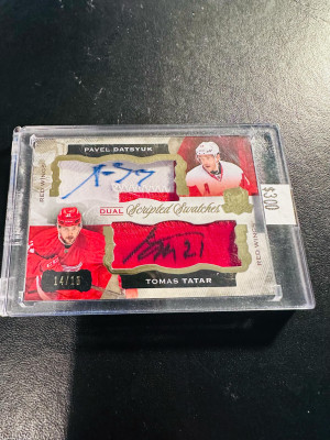 2015-16 the cup dual scripted swatches tatar datsyuk /15 front