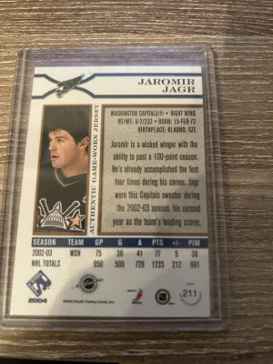2004 Pacific Private Stock Reserve Jaromir Jagr Patch /200 back