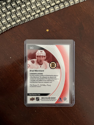 23-24 Allure Brad Marchand Red Rainbow Auto back