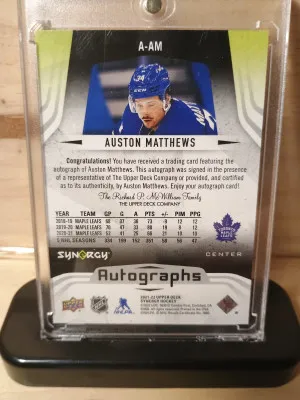 2021 Upper Deck Synergy Auston Matthews Autograph "Black Mystery"Achievement SSP- 5 total copies back