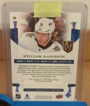 2022/23 Artifacts William Karlsson Patch 4/5 back