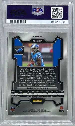 2023 Panini Prizm Jahmyr Gibbs Lazer Prizm back