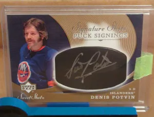 2007/08 Sweet Shots Denis Potvin Puck Signings front