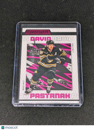 2023-24 Upper Deck Credentials David Pastrnak Pink /49 Boston Bruins #7 front