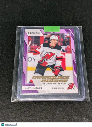 2023-24 LUKE HUGHES UD O-PEE-CHEE MARQUEE RC PURPLE BORDER #572 /49 front