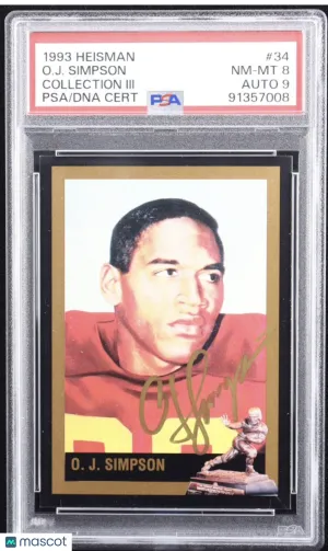 O.J. Simpson Signed 1993 Heisman Collection III #34 (PSA 8 | Autograph Grade 9) front
