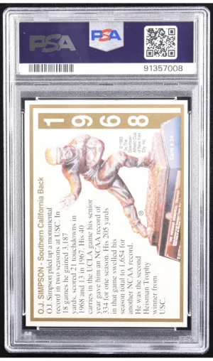 O.J. Simpson Signed 1993 Heisman Collection III #34 (PSA 8 | Autograph Grade 9) back