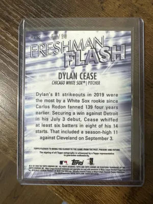 Dylan Cease 2020 Topps Chrome RC AUTO Freshman Flash 05/99 Insert AUTOGRAPH back