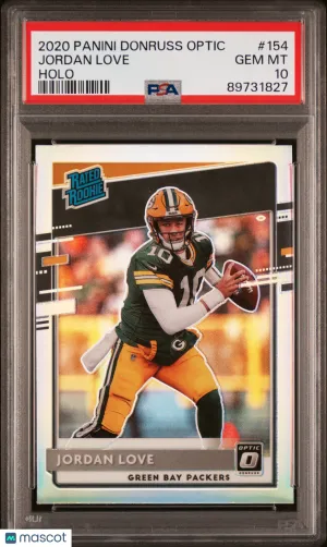 2020 Panini Donruss Optic Jordan Love Rated Rookie Holo PSA 10 front
