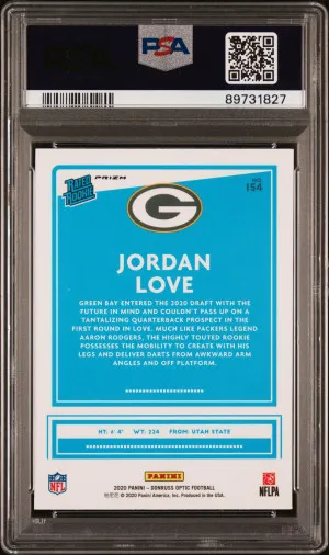 2020 Panini Donruss Optic Jordan Love Rated Rookie Holo PSA 10 back