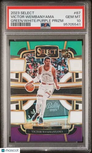 2023 Panini Select Victor Wembanyama #87 Green White Purple Prizm PSA 10 front