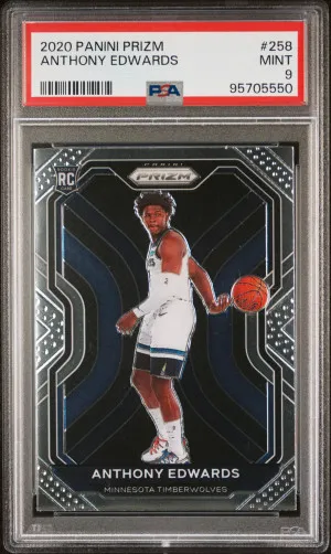 2020 Panini Prizm #258 Anthony Edwards PSA 9 front