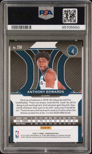2020 Panini Prizm #258 Anthony Edwards PSA 9 back