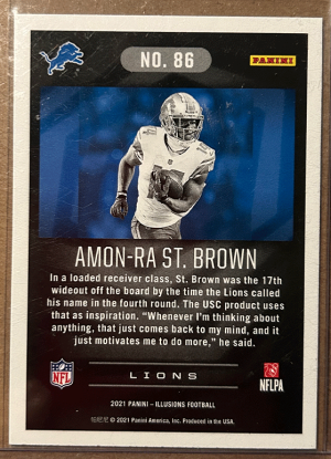 2021 Panini Amon-Ra St. Brown #86 Rookie Stardust back
