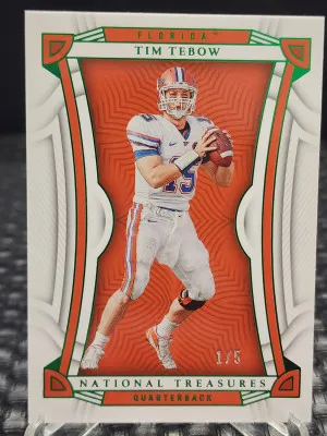 2023 Panini National Treasures Collegiate Tim Tebow - Green #34 /5 front