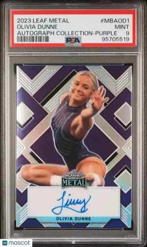 2023 Leaf Metal #MBAOD1 Olivia Dunne Auto Purple /199 PSA 9 front