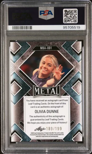2023 Leaf Metal #MBAOD1 Olivia Dunne Auto Purple /199 PSA 9 back