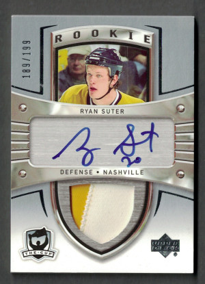 2005-06 Upper Deck The Cup Autograph Patch Rookie Ryan Suter 189/199 front