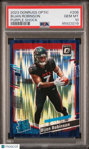 2023 Panini Donruss Optic Bijan Robinson #206 Purple Shock PSA 10 front