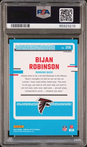 2023 Panini Donruss Optic Bijan Robinson #206 Purple Shock PSA 10 back