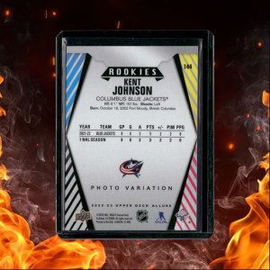 2022-23 Upper Deck Allure Kent Johnson Photo Variation SP Rookie #144 back