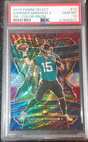 Gardner Minshew Tri color priz RC PSA 10 front