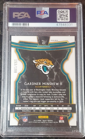 Gardner Minshew Tri color priz RC PSA 10 back