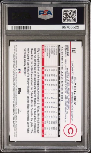 2024 Topps #141 Elly De La Cruz Aqua PSA 9 back