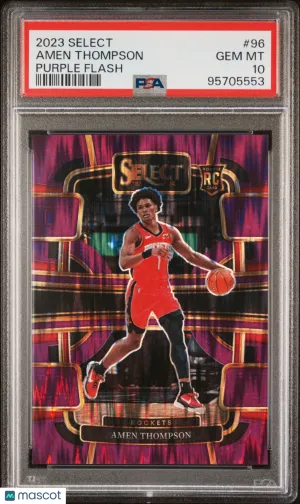 2023 Panini Select #96 Amen Thompson Purple Flash /175 PSA 10 front