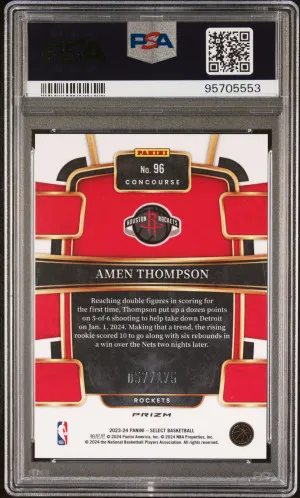 2023 Panini Select #96 Amen Thompson Purple Flash /175 PSA 10 back