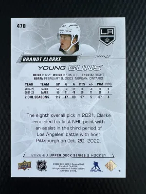 2022 Upper Deck Brandt Clarke #470 Rookie back