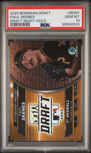 2023 Bowman Draft Bowman Draft Night Paul Skenes Draft Night-Gold front