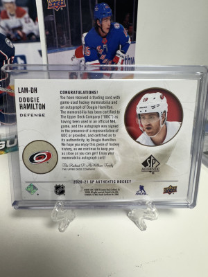 2020-21 SP Authentic Limited Patch Auto 054/100 Dougie Hamilton back