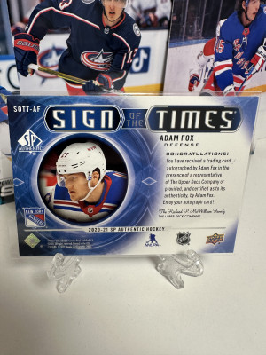 2020-21 SP Authentic Sign of The Times Adam Fox back