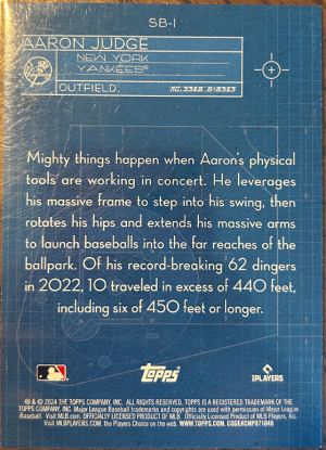2024 Topps Aaron Judge #SB-1 back