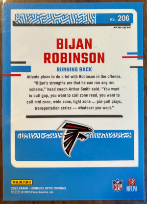 2023 Panini Bijan Robinson #206 Rated Rookie back