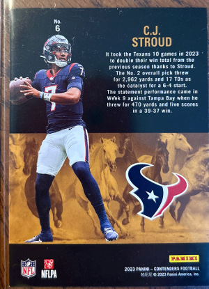 2023 Panini Contenders C.J. Stroud #No. 6 RC back