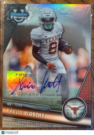 2022 Topps Bowman U Xavier Worthy #155 Autograph #266/499 front