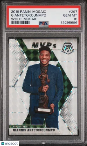 2019 Panini Mosaic #297 Giannis Antetokounmpo White Mosaic /25 PSA 10 front