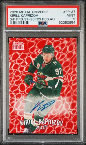 2020 Skybox Metal Universe Skybox Premium Prospects Kirill Kaprizov S/P Prs.'97-'98 R/S Rbs.au front