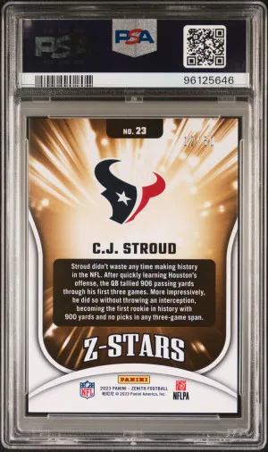 2023 Panini Zenith Z-Stars Cj Stroud Z-Stars-Copper /50 back