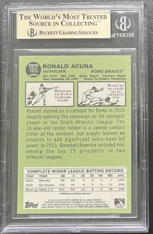 2016 Topps Heritage Minors Ronald Acuna Jr. #165 BGS 9.5 back