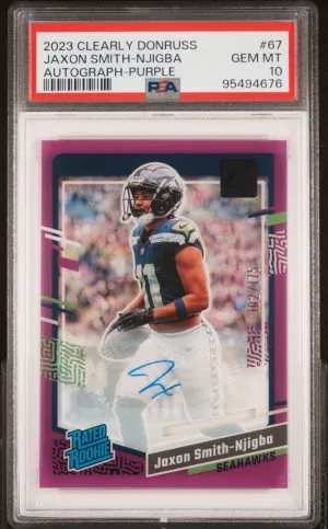 2023 NFL Clearly Donruss Jaxon Smith-Njigba Auto /175 PSA 10 front