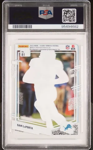 2023 NFL Clearly Donruss Sam LaPorta Auto PSA 10 back