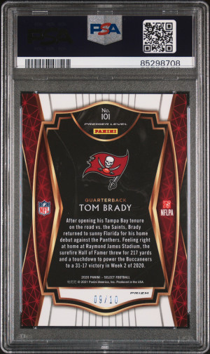 2020 Panini Select #101 Tom Brady Gold Disco /10 PSA 9 back