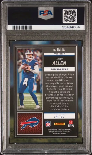 2023 Panini Mosaic Josh Allen Touchdown Masters Orange Fluorescent /25 PSA 9 back