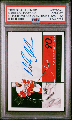 2019 SP Authentic Update Nicklas Lidstrom Update-'18 Spa-Sign/Times '90S front