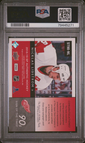 2019 SP Authentic Update Nicklas Lidstrom Update-'18 Spa-Sign/Times '90S back