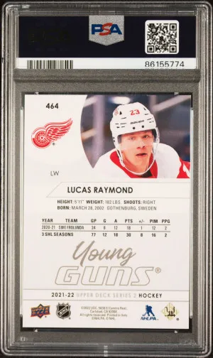2021-2022 Lucas Raymond Young Guns PSA 10 back