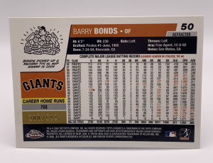 2006 Topps Chrome Black Refractor - card number 50 - Barry Bonds 200/549 back